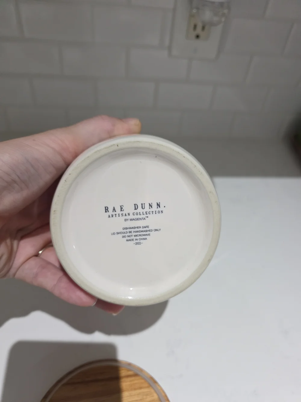 Rae Dunn Cream Coffee Canister with Wooden Lid